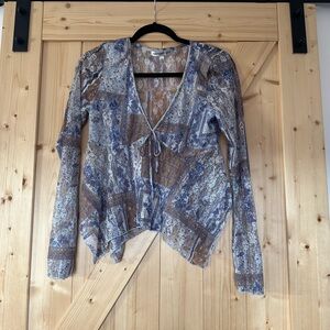 Madden Girl Patchwork V-Neck Blouse
